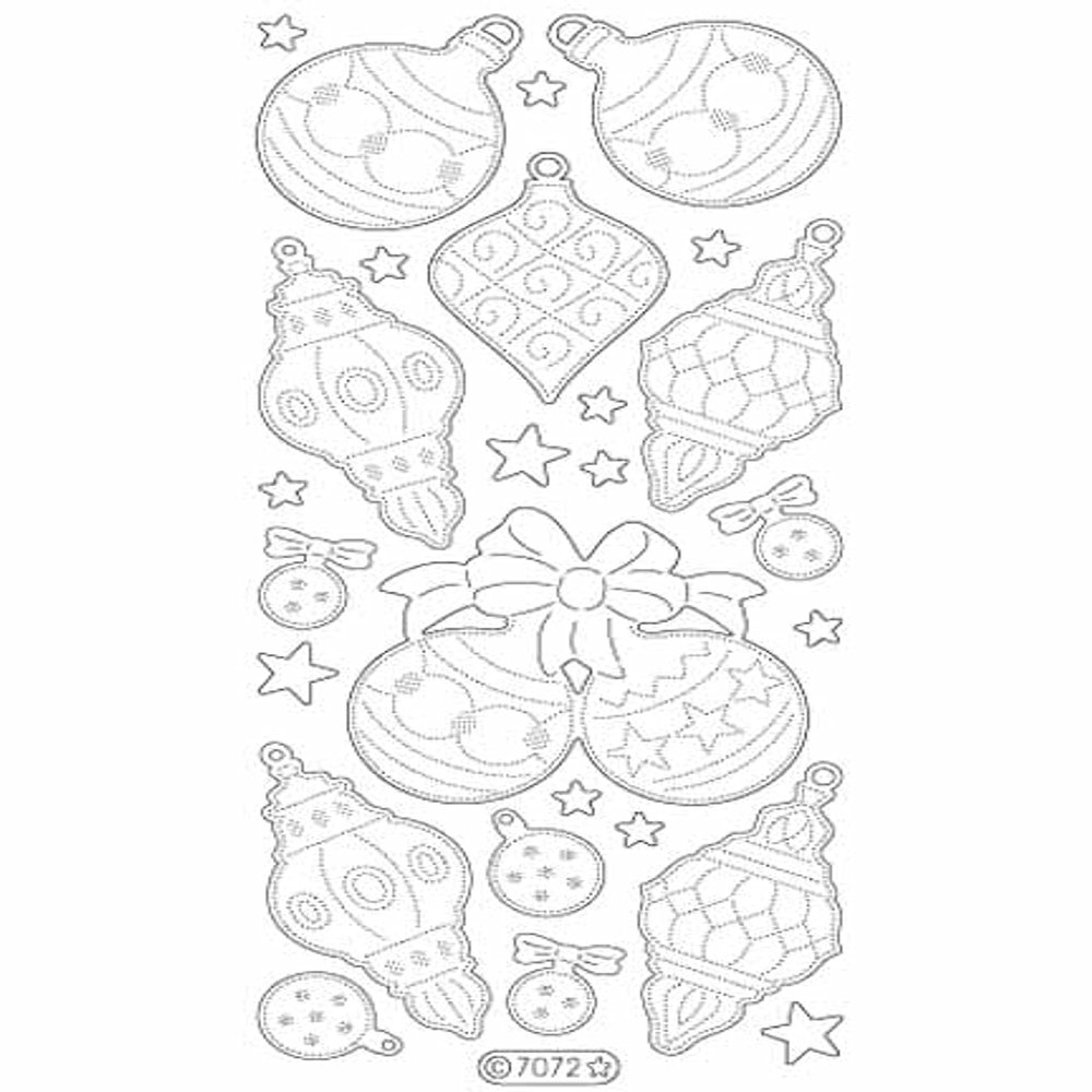Deco Stickers - Christmas Balls - Transparent Glitter Silver