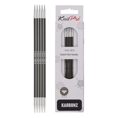 KnitPro Karbonz Double Pointed Needles 6"(15cm) | US Size 2.5 (3mm)