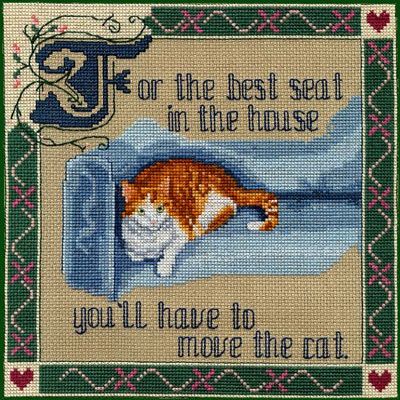 Pegasus Originals Move The Cat Counted Cross Stitch Chart - paper chart only, fabric and floss not included Beige