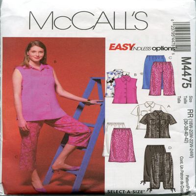 McCall's Sewing Pattern M4475 Size RR (18W-20W-22W-24W) Women's/Women Petite Top, Skirt and Pants in Two Lengths