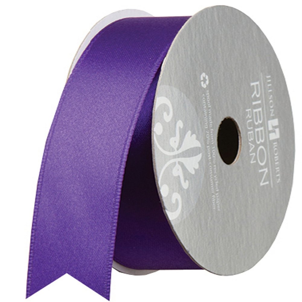 Jillson Roberts 1-Inch Double Faced Satin Ribbon Available in 21 Colors, Purple, 6 Spool-Count (FR1003)