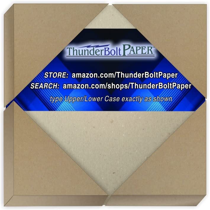 150 Sheets Chipboard 46pt (Point) 4 X 4 Inches Medium Weight Scrapbook Square Size .046 Caliper Thickness Cardboard Craft|Packing Brown Kraft Paper Board