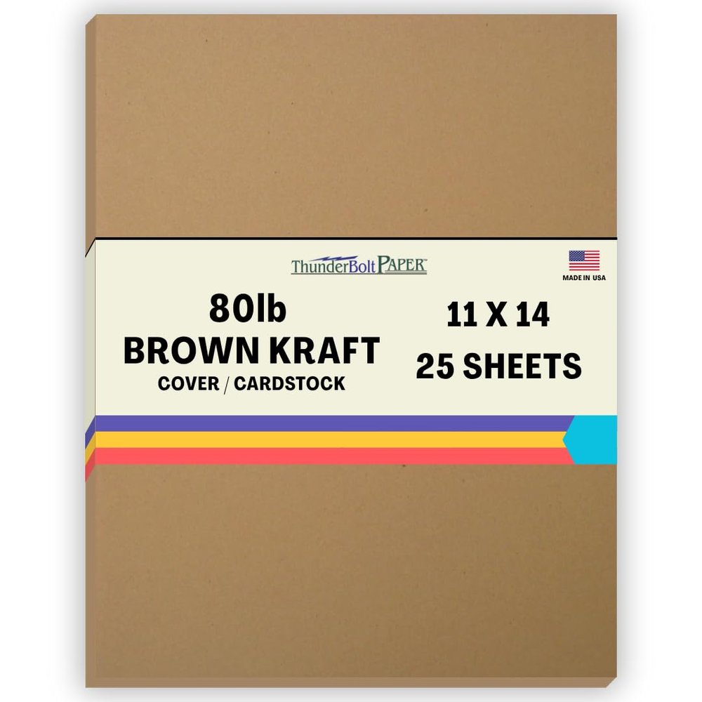 25 Brown Kraft Fiber 80# Cover Paper Sheets - 11" X 14" (11X14 Inches) Scrapbook|Picture-Frame Size - Rich Earthy Color with Natural Fibers - 80lb/Pound Cardstock - Smooth Finish