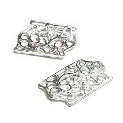4 pcs .925 Sterling Silver Flower Chandelier Earrings Curve Connector 18.5mm / Findings/Bright