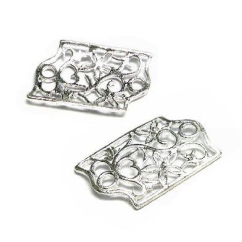 4 pcs .925 Sterling Silver Flower Chandelier Earrings Curve Connector 18.5mm / Findings/Bright