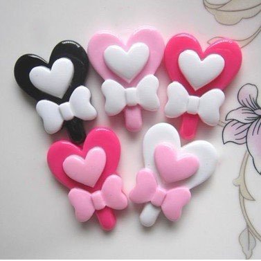 DIY Jewelry: 5 pc Cute Resin Flat Back Kawaii Cabochons - by lovekitty