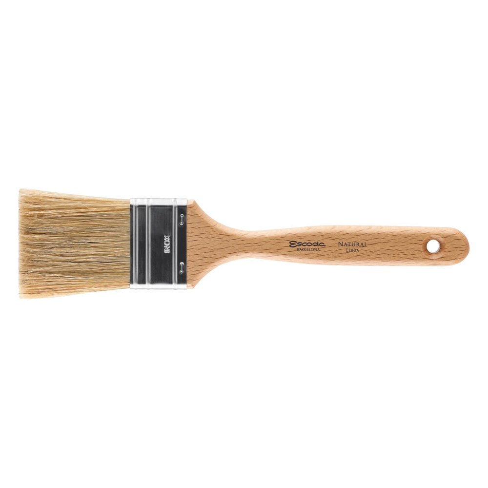 Escoda Series 8348 Artist Oil and Acrylic Paint Brush for Murals, Decorative Work & Faux Finishing, Natural Chungking Hog Bristle, Flat Triple Thick Bristle, Size 15