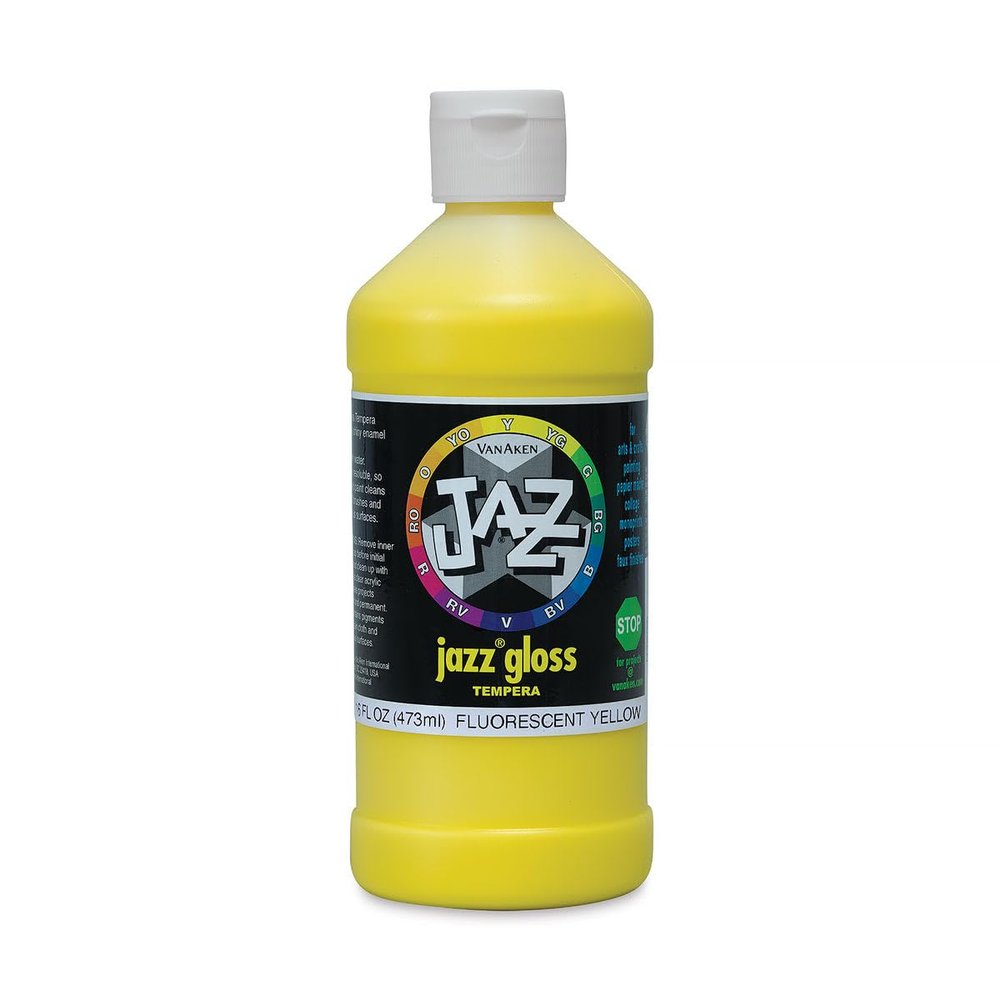 Van Aken Jazz Tempera Gloss Paint 16 Oz Flourescent Yellow