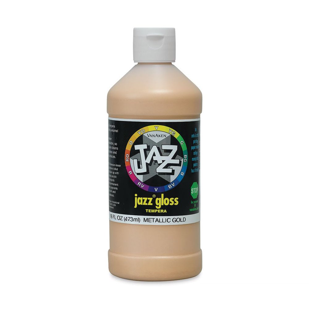 Jazz Gloss Tempera - Gloss, Metallic Gold, 16 oz bottle