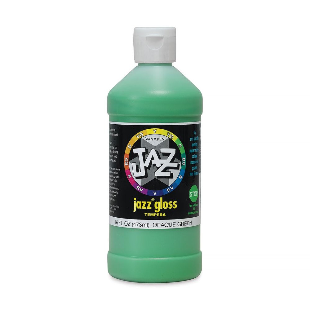 Jazz Gloss Tempera - Gloss, Green, 16 oz bottle