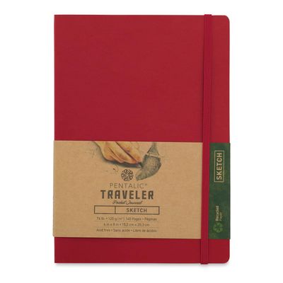 Pentalic Recycled Traveler's Sketchbook - 8-1/4" x 5-7/8", Red
