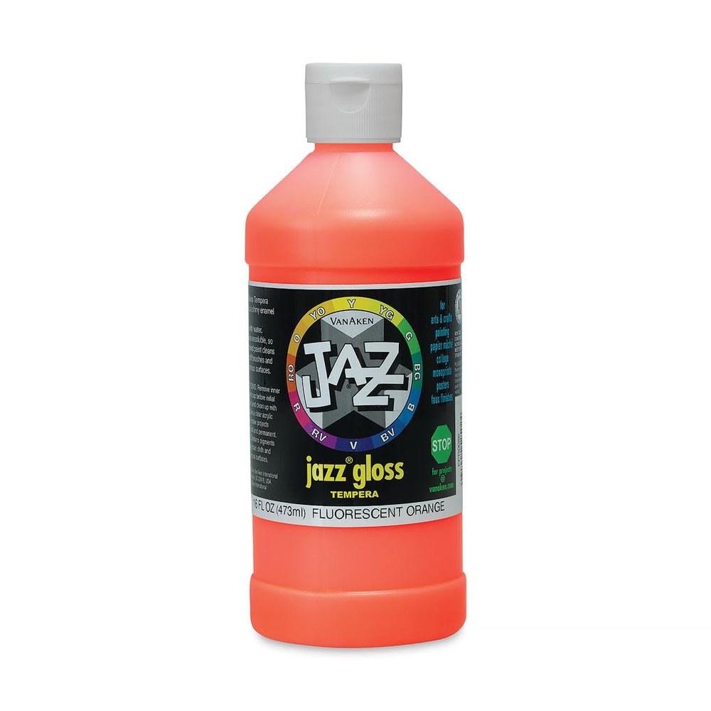 Van Aken Jazz Tempera Gloss Paint 16 Oz Flourescent Orange
