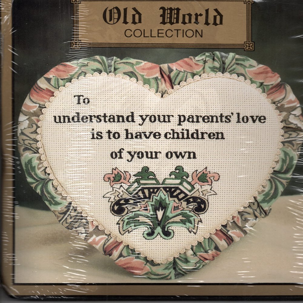Old World Collection Cross Stitch Kit - Heartfelt Message - Heart Shaped Pillow