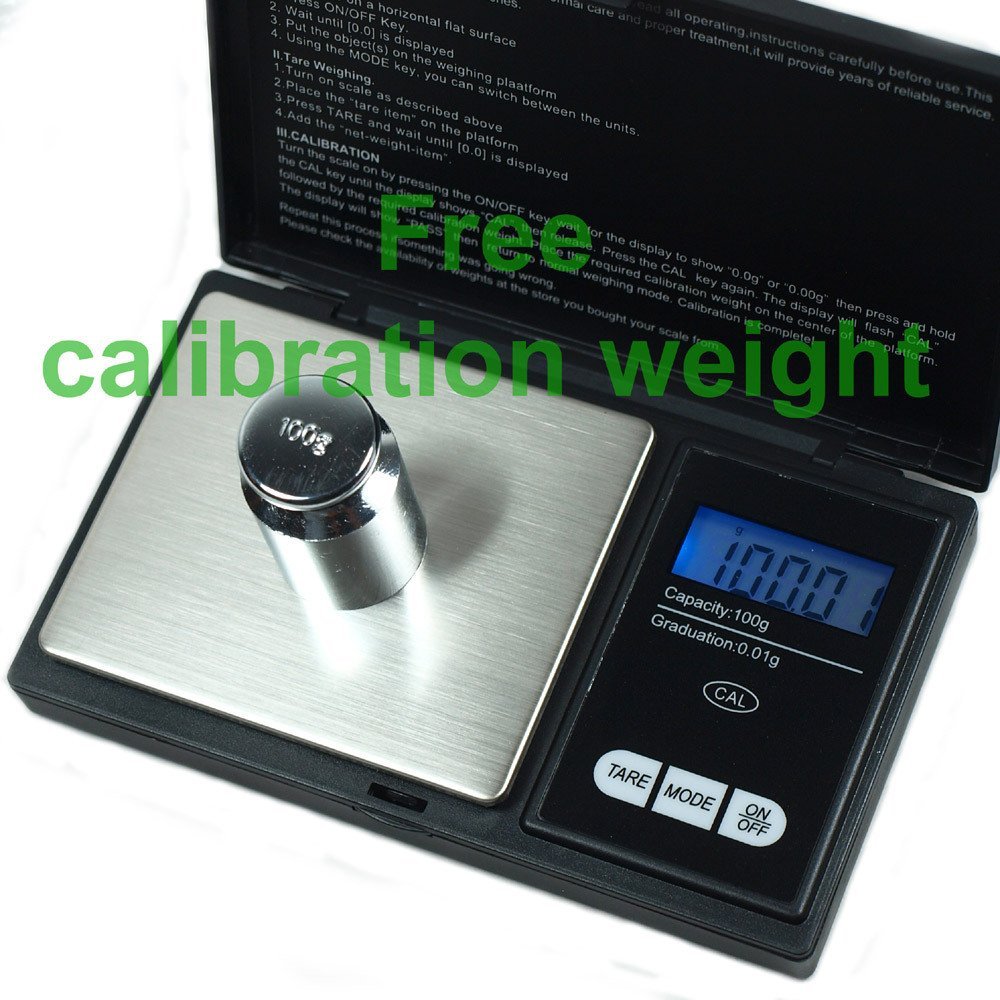 100g X 0.01g Digital Pocket Scale Jewelry Scale Free 100 Gram Calibration Weight