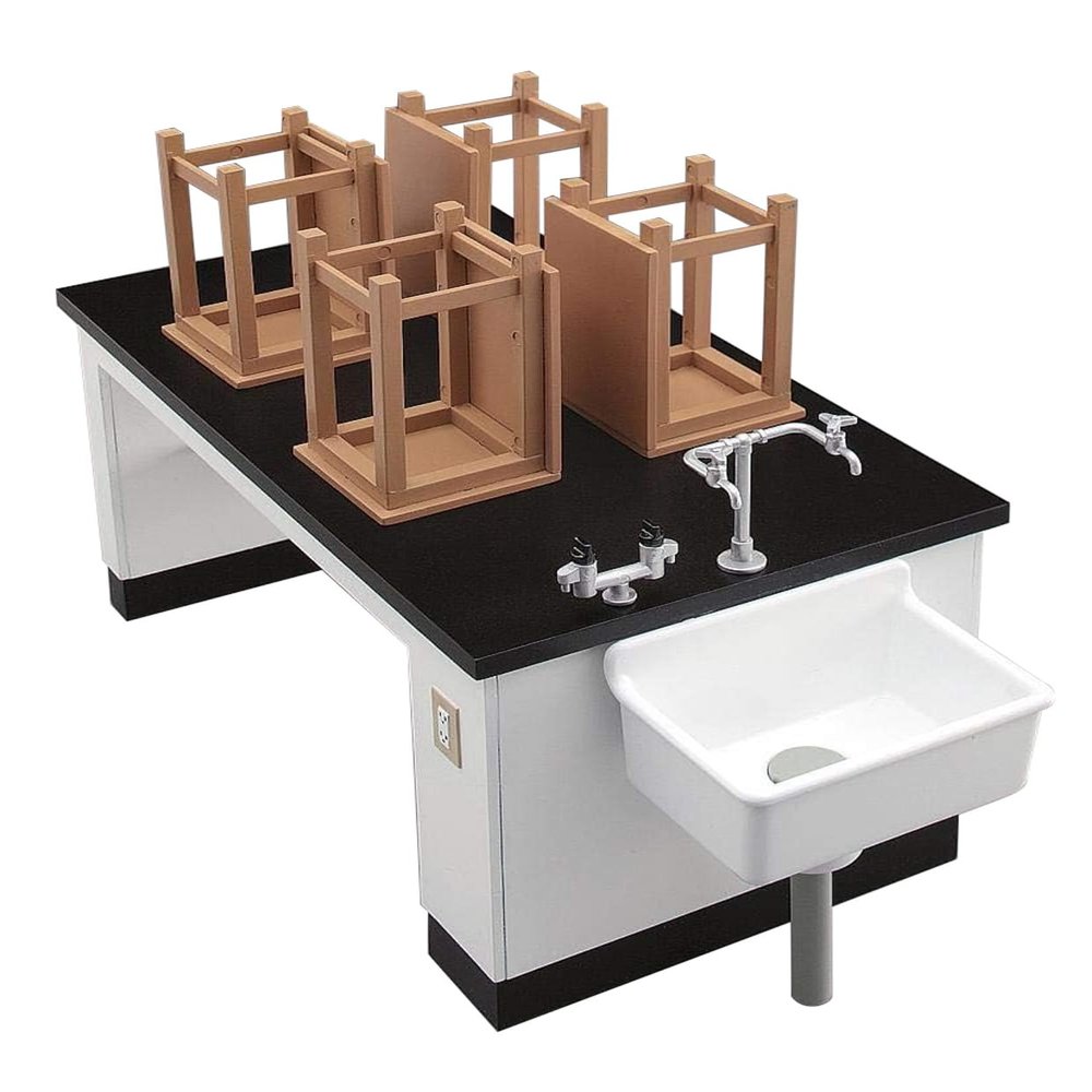 Hasegawa FA04 1/12 Figure Accessory Series, Science Room Desk and Chair, Plastic Model