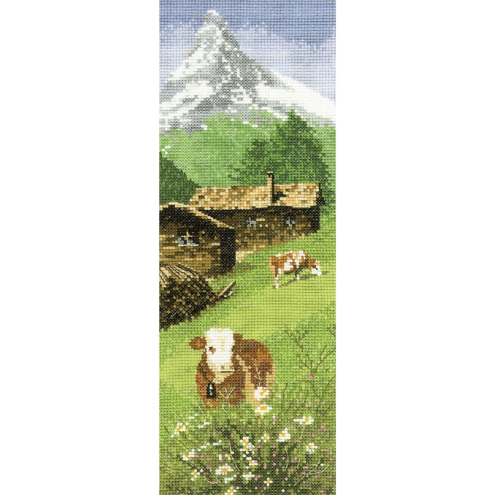 Heritage Counted Cross Stitch kit Aida Alpine Meadow (A), JCAM524-A, 31x11cm, DIY