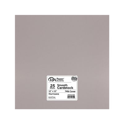 PA Paper Accents Smooth Cardstock 12" x 12" Hurricane, 74lb colored cardstock paper for card making, scrapbooking, printing, quilling and crafts, 25 piece pack