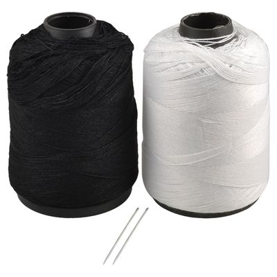 uxcell Polyester Stitching Sewing Thread Reel Line String 2 Pcs White Black
