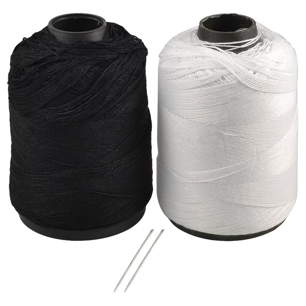 uxcell Polyester Stitching Sewing Thread Reel Line String 2 Pcs White Black