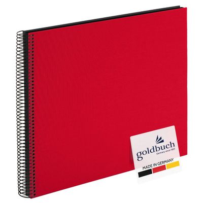 Goldbuch Bella Vista, Linen Memory, Spiral Bound, Pages, Book for Gluing, Photo Album, Paper, Red (Black Sides), 40 Schwarze Seiten