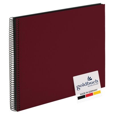 goldbuch Bella Vista 25 994 Spiral Photo Album 35 x 30 x 1.5 cm - Spiral Diameter 2.8 cm, Photo Album with 40 Black Pages, Linen Memory Album, Photo Book for Pictures to Stick, Bordeaux