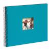 Goldbuch Bella Vista Spiral, Linen Memory Cut-Out Cover 40 Pages, Book for Gluing, Photo Album, Paper, Turquoise (Black Sides), 35 x 30 cm view 1
