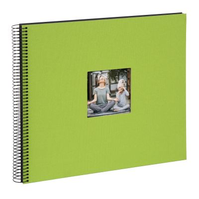 Goldbuch Bella Vista Spiral, Linen Memory Cut-Out Cover 40 Book for Gluing, Photo Album, Paper, Green (Black Pages), 35x30 cm
