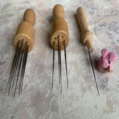 3 Wooden Needle Felting Handles