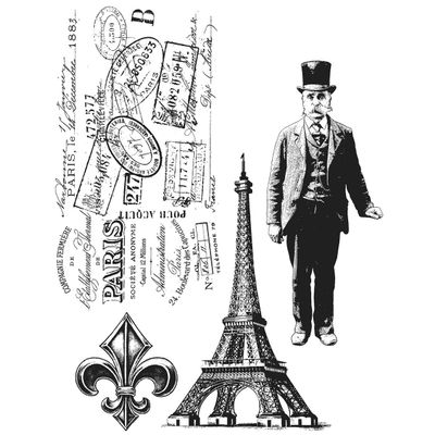 Stampers Anonymous Tim Holtz Cling Rubber Stamp Set, 7 by 8.5-Inch, Paris Memoir