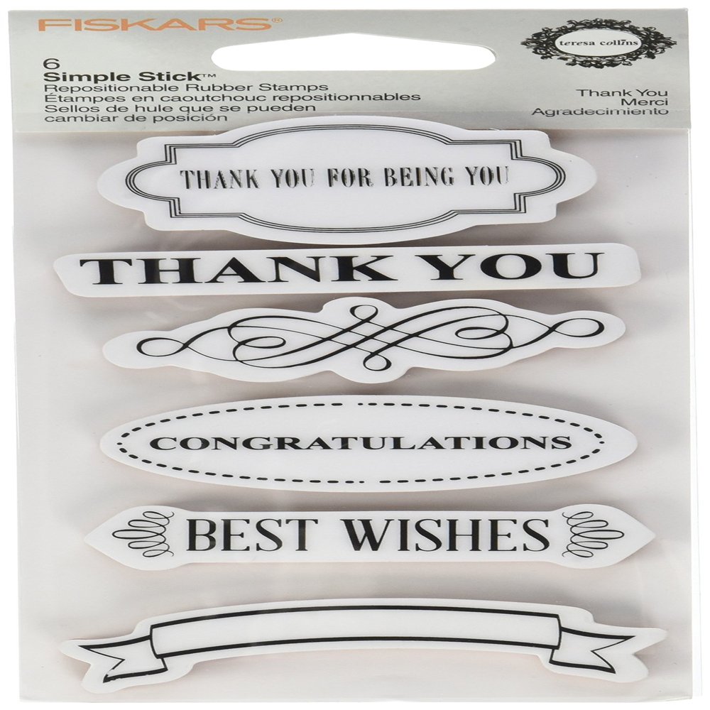 Fiskars Teresa Collins 3"X6" Sheet Cling Stamps-Thank You