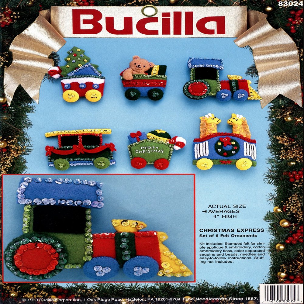 Bucilla "Christmas Express" Felt Applique Train Ornaments 83024