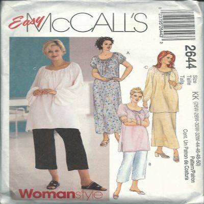 McCall's 2644KK Sewing Pattern Women's Dress Top Skirt Capri Pants Size 26W-32W