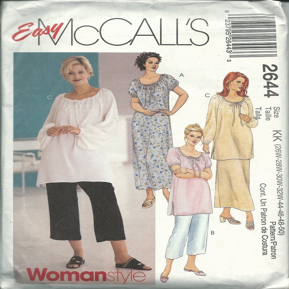 McCall's 2644KK Sewing Pattern Women's Dress Top Skirt Capri Pants Size 26W-32W