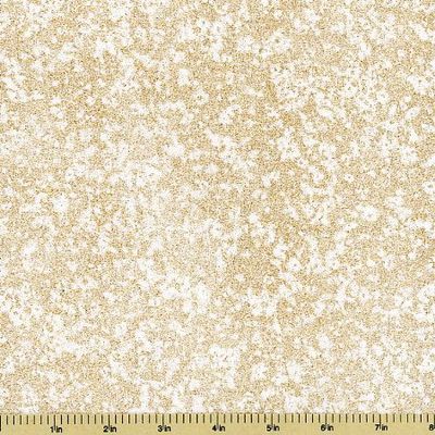Cotton Fairy Frost Metallic Glitter Gold on White Cotton Fabric Print by The Yard (CM0376-TWIN-D)