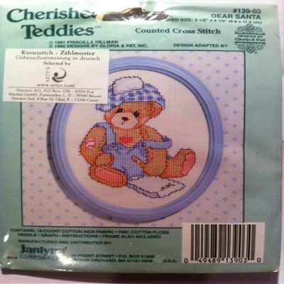 Cherished Teddie Counted Cross Stitch Kit 3.5" X 4.5" Dear Santa