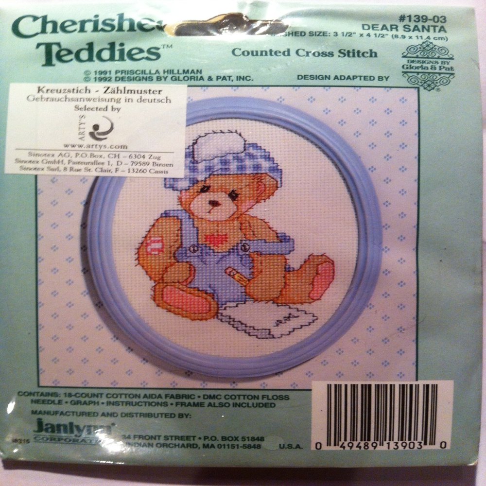 Cherished Teddie Counted Cross Stitch Kit 3.5" X 4.5" Dear Santa