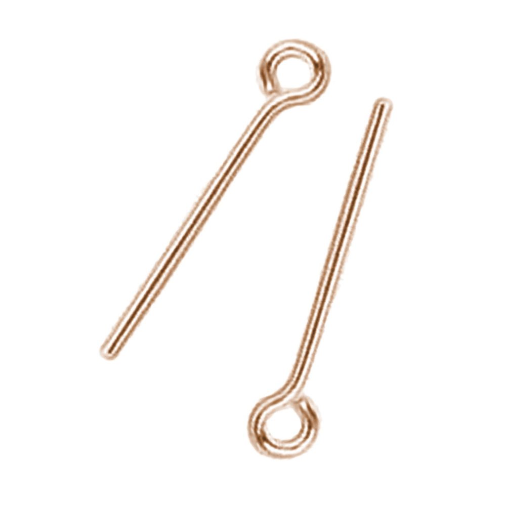 10 pcs 14k Rose Gold Filled Eye Pin Headpin Head Pins 24 Gauge / 0.5mm Round Wire 1 Inch / 25mm / Findings/Rose Gold