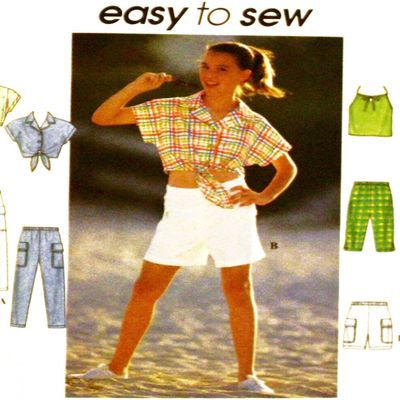 OOP Simplicity Pattern 8181. Girls Szs 12;14;16 Shirt; Pants or Shorts, Cropped Pants & Knit Top