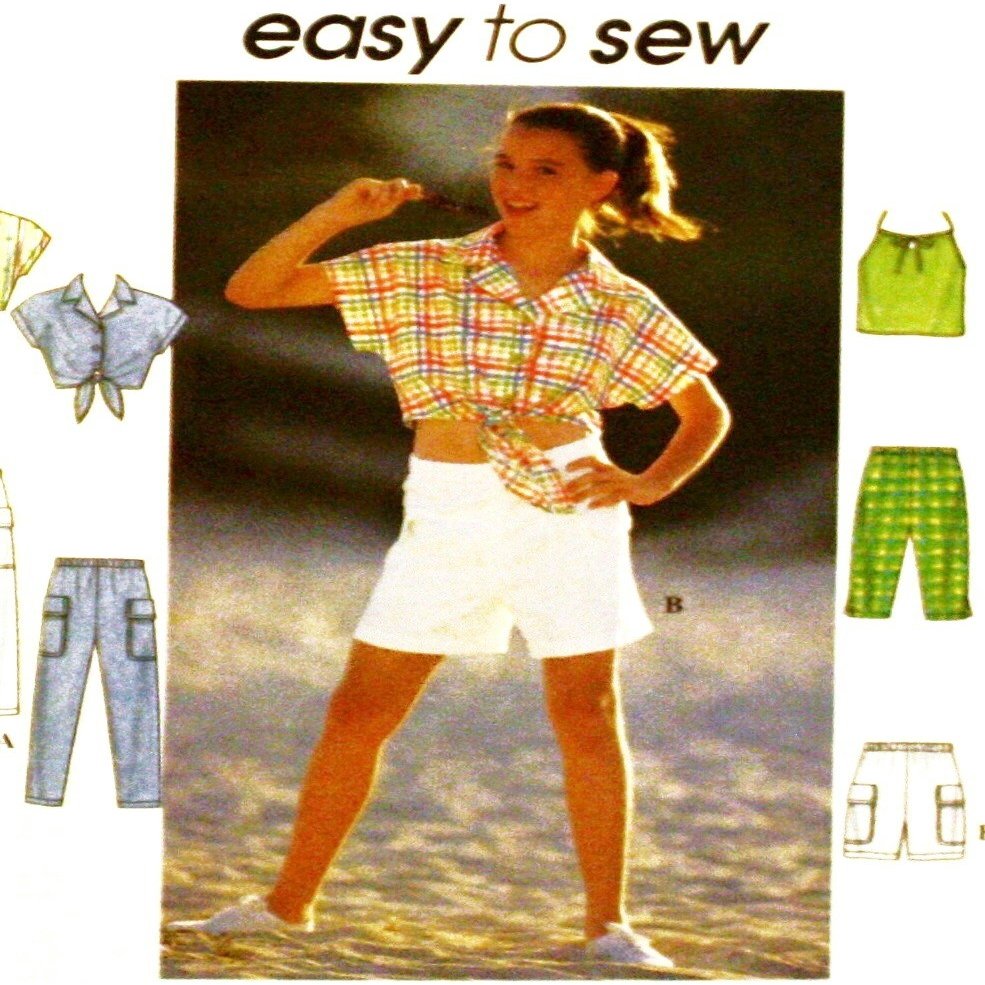 OOP Simplicity Pattern 8181. Girls Szs 12;14;16 Shirt; Pants or Shorts, Cropped Pants & Knit Top