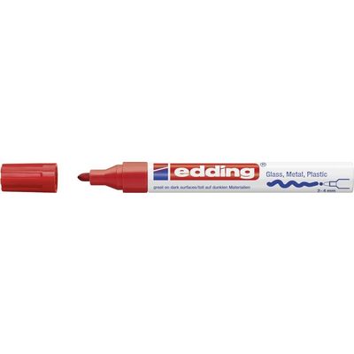 Edding 750 Gloss Paint Marker - red - 1 Paint Marker - Round Nib 2-4 mm - Paint Pen for Glass, Pebbles, Wood, Plastic, Paper - Waterproof, high Coverage