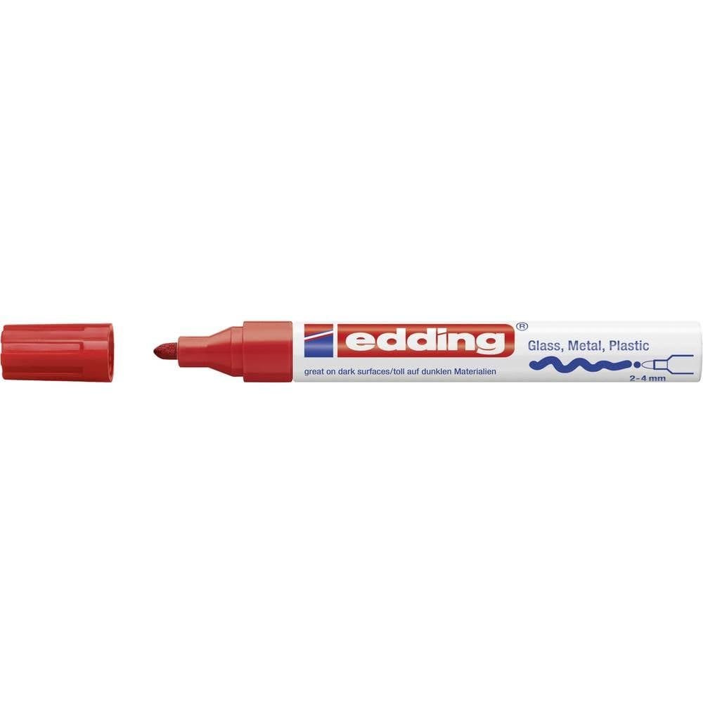 Edding 750 Gloss Paint Marker - red - 1 Paint Marker - Round Nib 2-4 mm - Paint Pen for Glass, Pebbles, Wood, Plastic, Paper - Waterproof, high Coverage