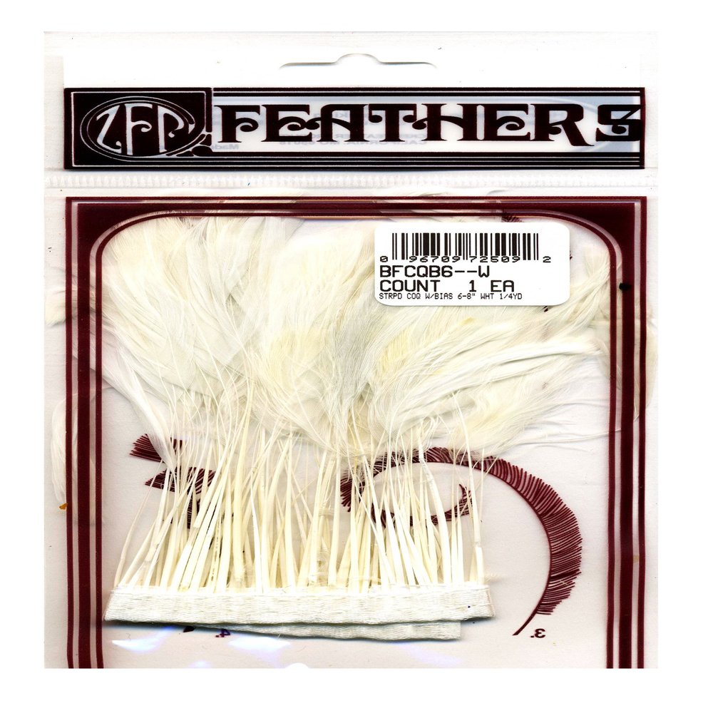 Zucker Feather Products Stripped Coque Feather Fringe, 4 to 6-Inch, White