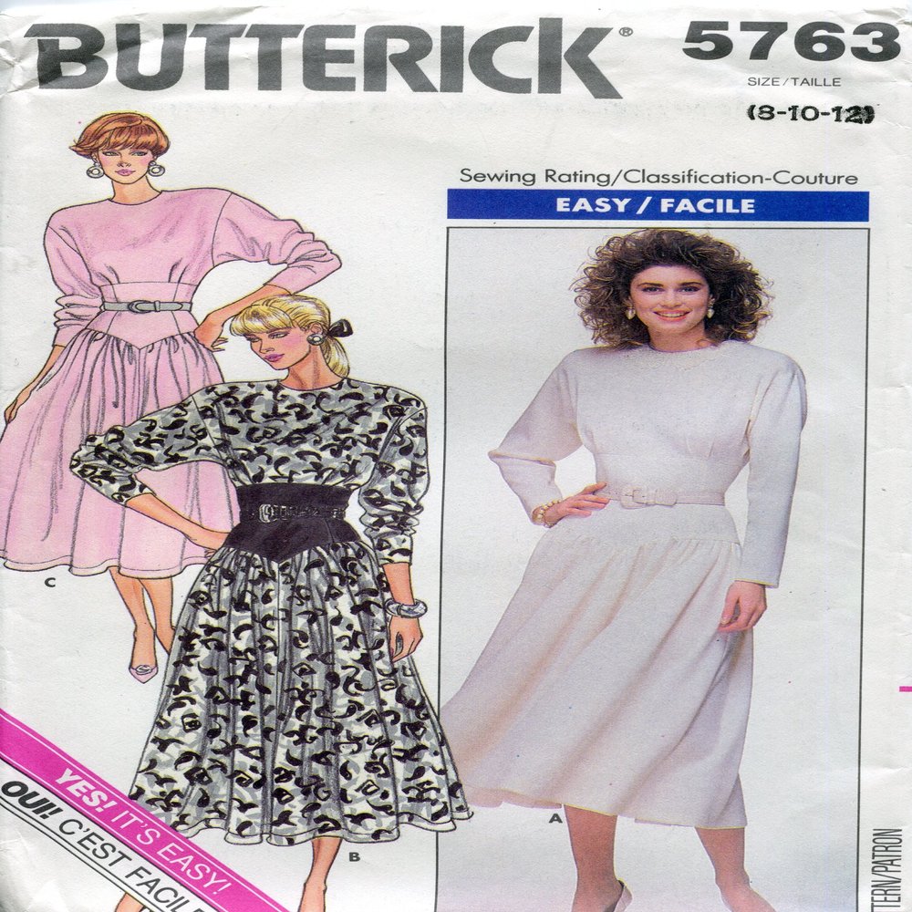 Butterick Pattern 5763 ~ Misses' Dress ~ 8-10-12
