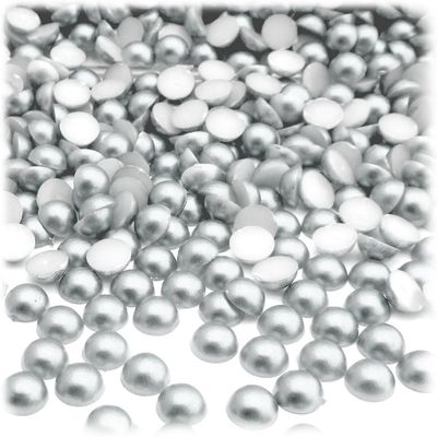 The Crafts Outlet 1,000pc Pearl Finish Half Dome Beads, Round, 5mm, White Silver