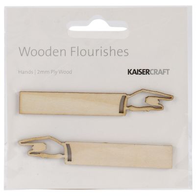 Kaisercraft FL559 Laser Cut Wood Flourish, Hands, 2-Pack