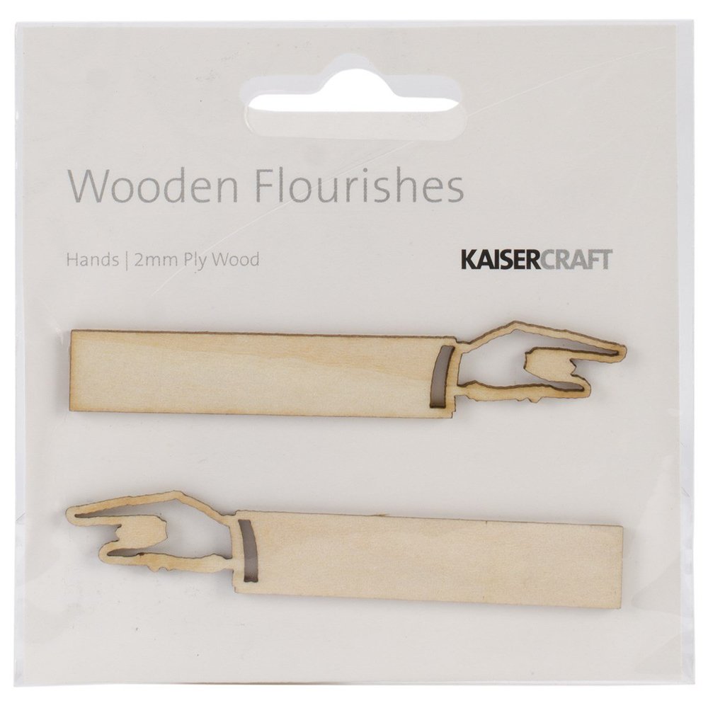 Kaisercraft FL559 Laser Cut Wood Flourish, Hands, 2-Pack