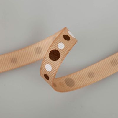 Polka Dots Print Grosgrain; Beautifully Soft Polyester Petersham Ribbon in 4 Widths, 10mm, 16mm, 25mm and 38mm, sold as a Set Of all 4 sizes, 4mts each Or 4mts of any one size. Brown, Cerise or Caramel. Unique! Trim It, Decorate, Accessorise.