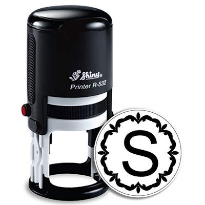 Self Ink Stamp|Personalized Stamp| Rubber Stamp|Ink Stamp| Customized Stamp| Monogram Stamp | Shiny 532 Round Custom Monogram Stamp Style 06