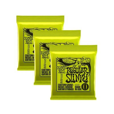 Ernie Ball 2221 Nickel Regular Slinky Electric Guitar Strings 3 Pack