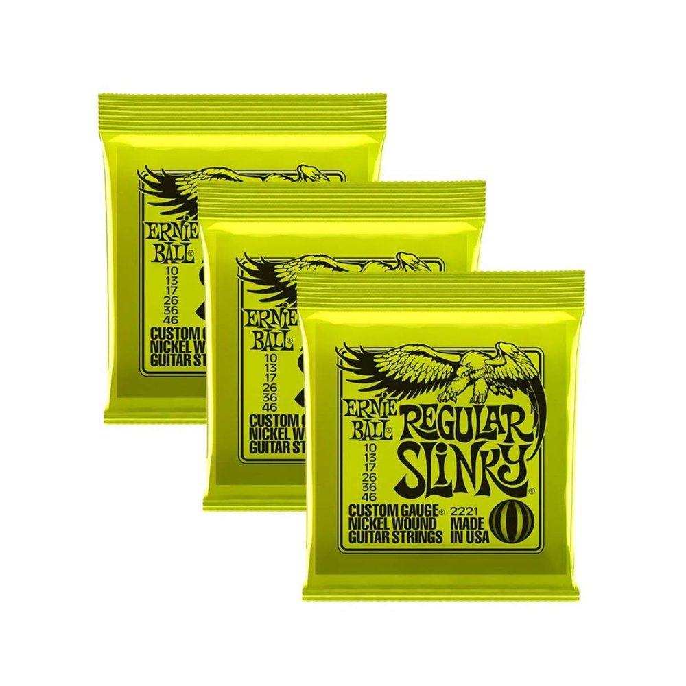 Ernie Ball 2221 Nickel Regular Slinky Electric Guitar Strings 3 Pack